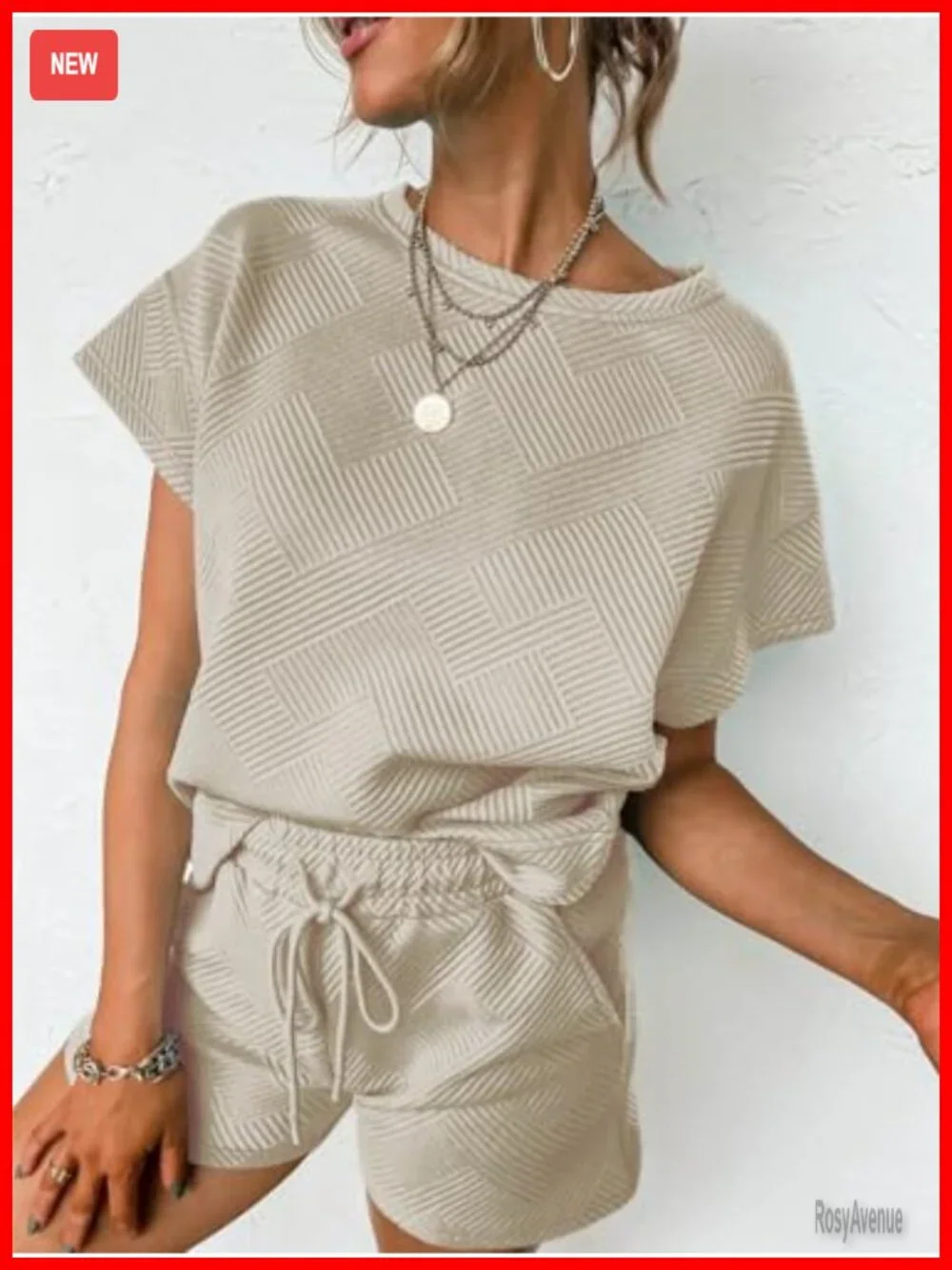 2 Piece Short Sleeve Top and Shorts Lounge Pajama Set with Pockets